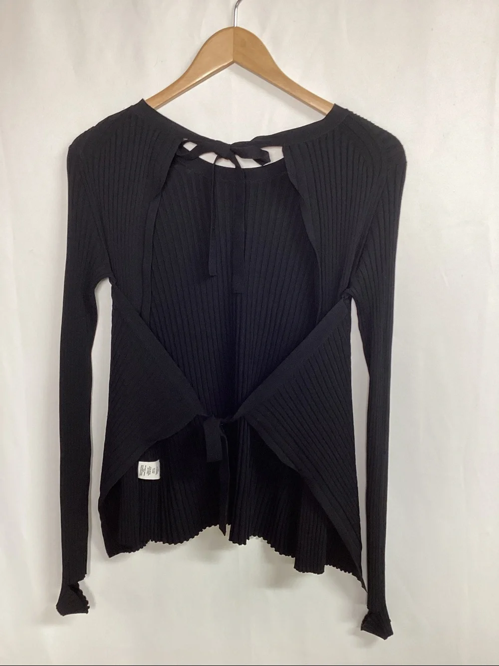 HELMUT LANG Ribbed Tie Back Sweater Black Size Small